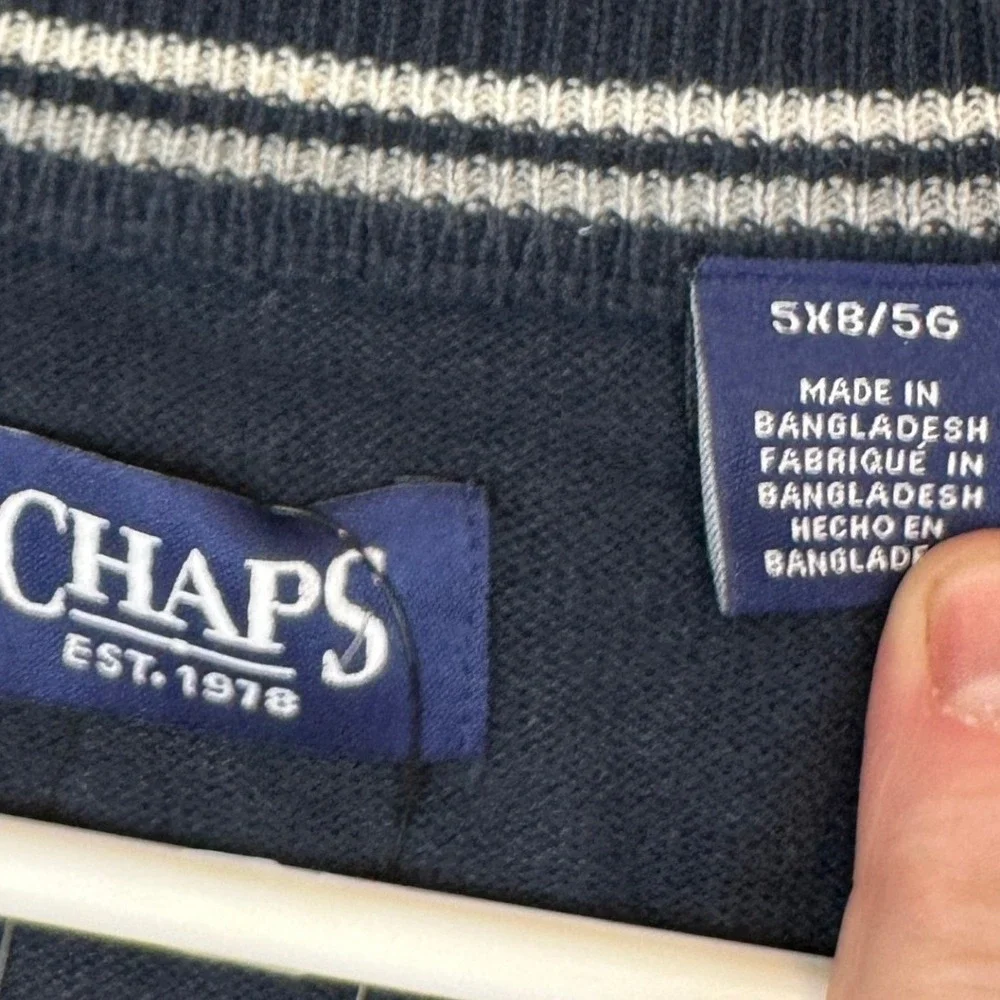 NEW Chaps Sweater Vest Mens 5XB Big V-Neck Navy Blue Knit Pullover Sleeveless